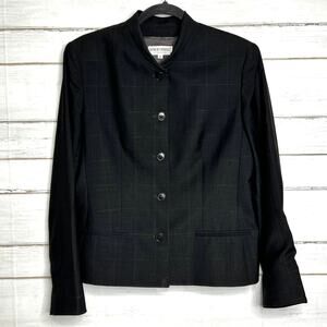 Georgio Armani Plaid Collarless Button Front Evening Jacket Size 12
